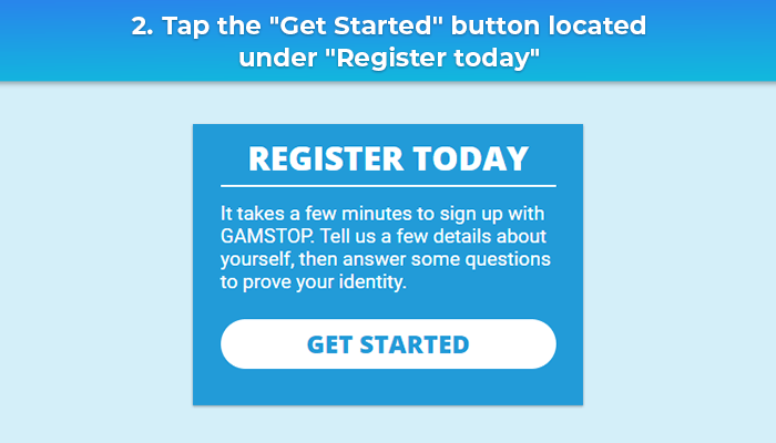 Tippen Sie auf die Schaltfläche "Erste Schritte" unter "Heute registrieren".